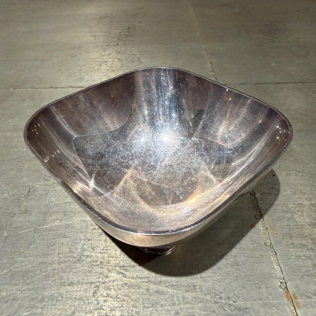 Vintage Modernist Silver-Plated Footed Bowl Towle Ward Bennett For Sale In San Diego - Image 6 of 10