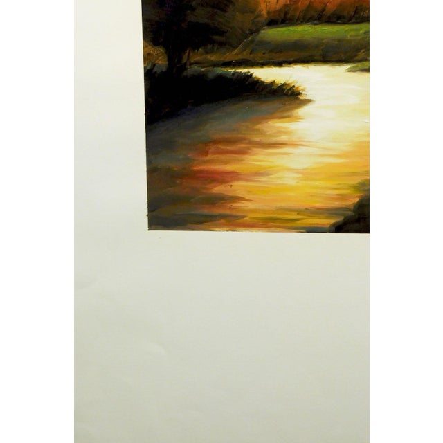 Impressionist James Thorpe Dusk Hand Signed Acrylic Landscape For Sale - Image 3 of 6