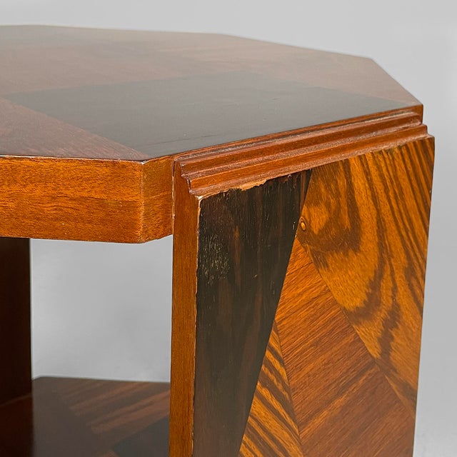 Italian Art Deco Double Hexagonal Top Coffee Table in Wood, 1930s For Sale - Image 10 of 18