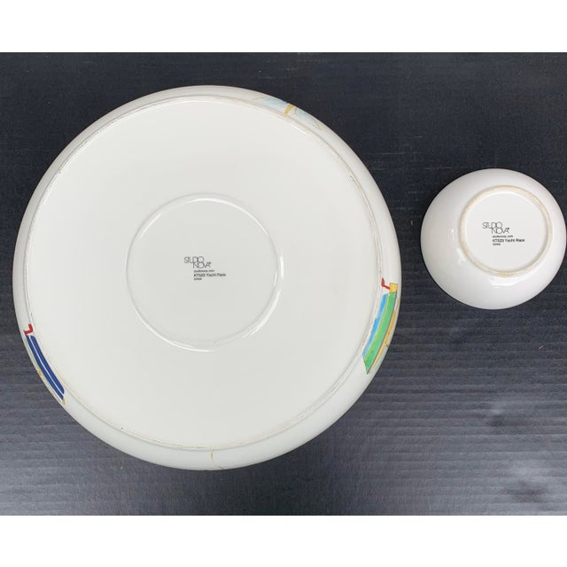 Studio Nova Yacht Race Boating Motif Big Serving Bowl Chip and Dip For Sale - Image 4 of 7
