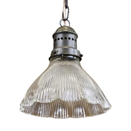 Holophane Hanging Lamp in Brass For Sale