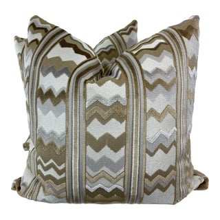 Nina Campbell "Sebastian Velvet" in Color 2 22" Pillows-A Pair For Sale