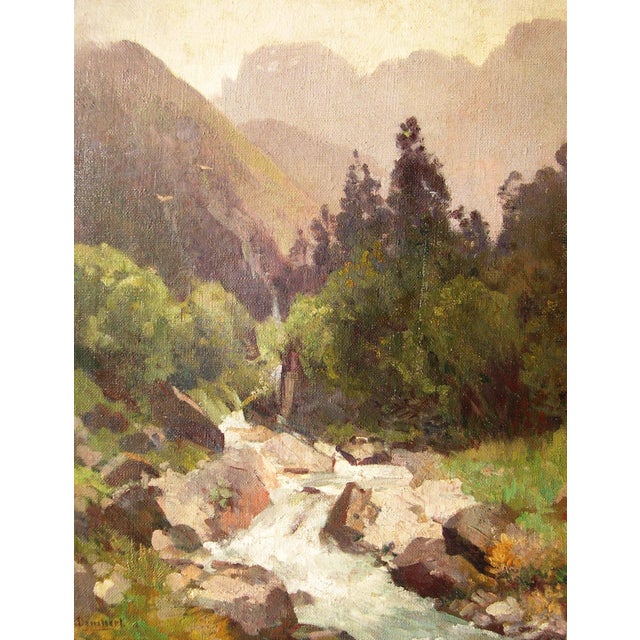 Heinrich Deuchert, Mountain Stream in the Alps, 1900s, Oil Painting on Canvas, Framed For Sale - Image 15 of 15
