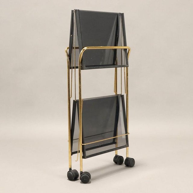 Gold Vintage Foldable Serving Cart in Metal, Italy, 1980s For Sale - Image 8 of 9