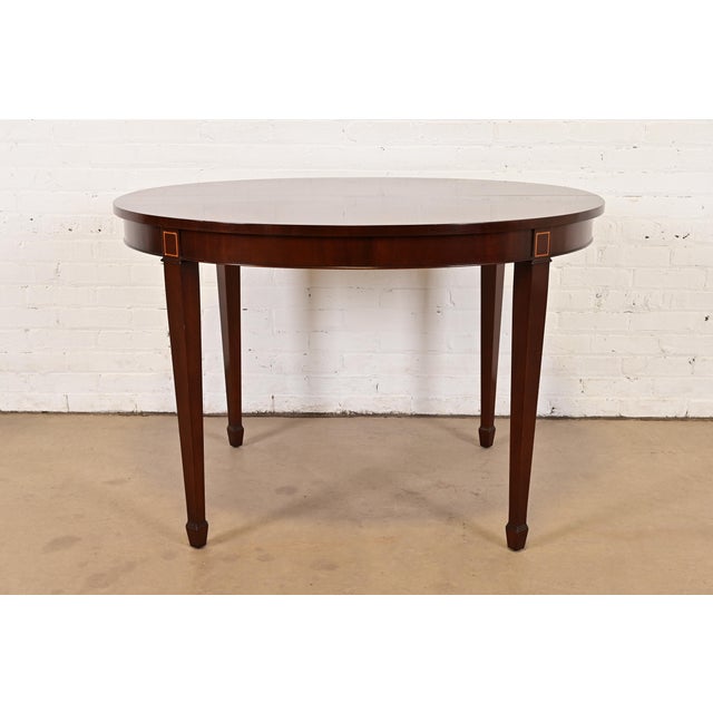 Wood Kindel Furniture Federal Inlaid Mahogany Extension Dining Table For Sale - Image 7 of 9