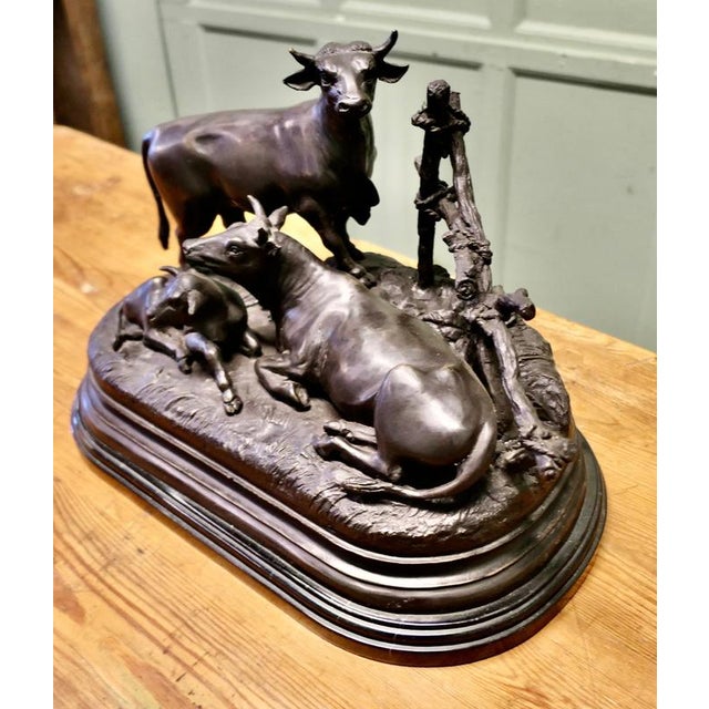 After Jules Moigniez, The Bovine Family, Bronze For Sale - Image 5 of 7