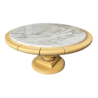 Italian Calacatta Marble Round Vintage Coffee Table For Sale