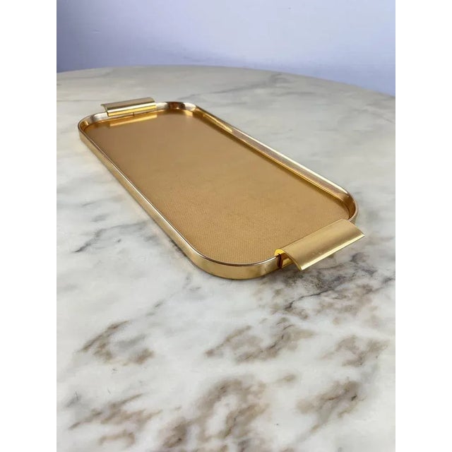 Mid-Century Modern Vintage Italian Golden Aluminum Tray, 1960 For Sale - Image 3 of 10