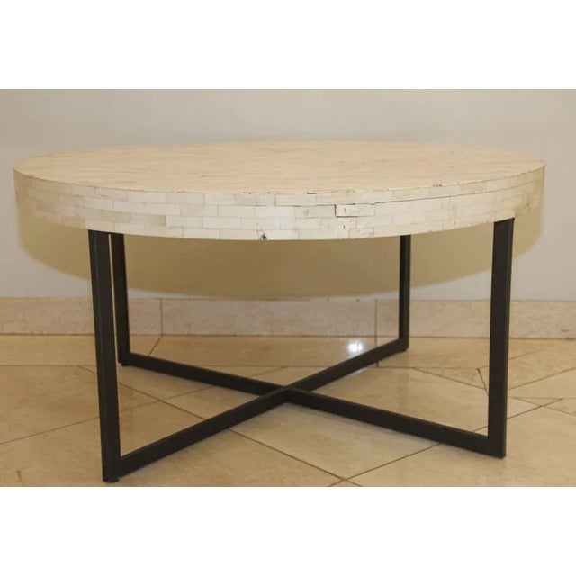 Contemporary White Bone Inlay Round Table For Sale - Image 11 of 12