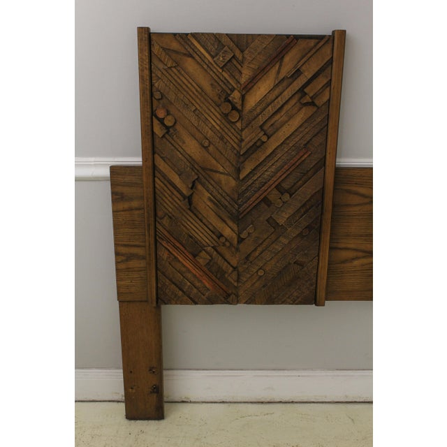 1960s Lane MidCentury Modern Brutalist Queen or Full Bed Headboard For Sale - Image 5 of 7
