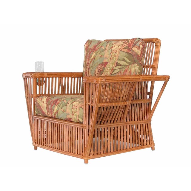 1990s 1990s Presidents Art Deco Stick Reed Rattan Nantucket Lounge Armchair For Sale - Image 5 of 7