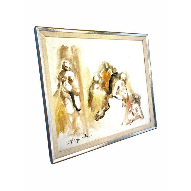 Mid 20th Century Abstract Figurative Oil Painting, Framed For Sale - Image 4 of 13