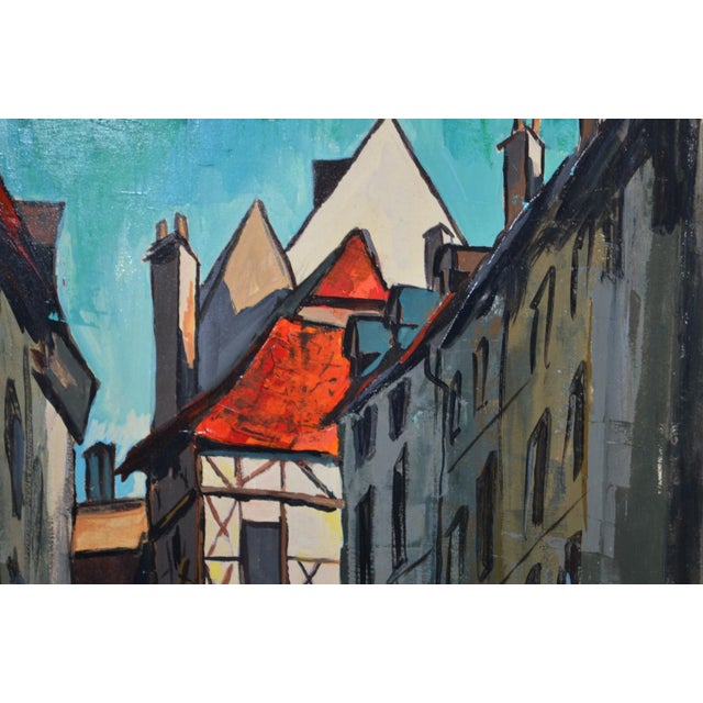 1960s Juilaud (20th-Century French Artist) Mid-Century Street Scene With Half-Timbered House For Sale - Image 11 of 13