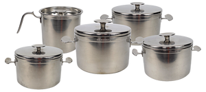 Mid-Century Modern Stainless Steel Pans by Dick Simonis for Gero, Set of 5