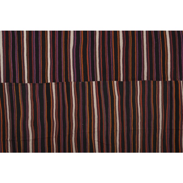 Striped Turkish Kilim Rug 9'1'' X 11'1'' 109" x134" / 277 x 340 Cm Hand woven with high quality pure wool Excellent...