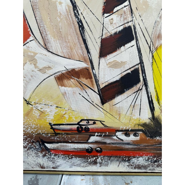 Mid-Century Modern Mid Century Painting “ Regatta” by Theodore J. Keene For Sale - Image 3 of 6