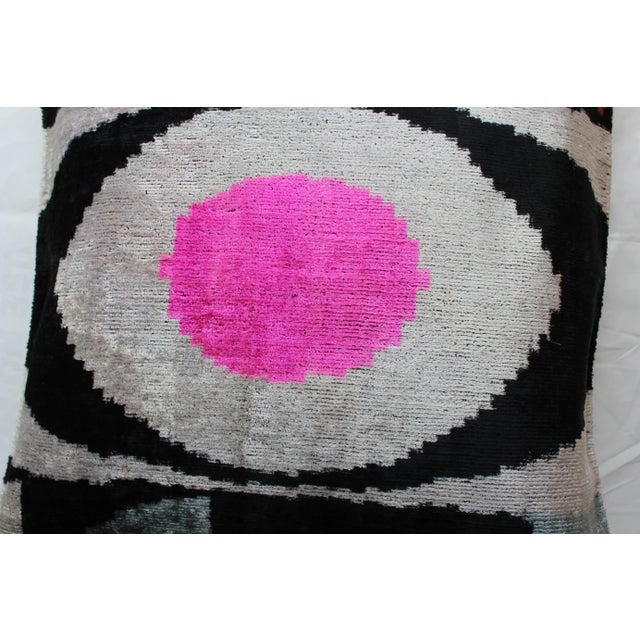 Contemporary Contemporary Handmade Velvet Ikat Pillow For Sale - Image 3 of 12