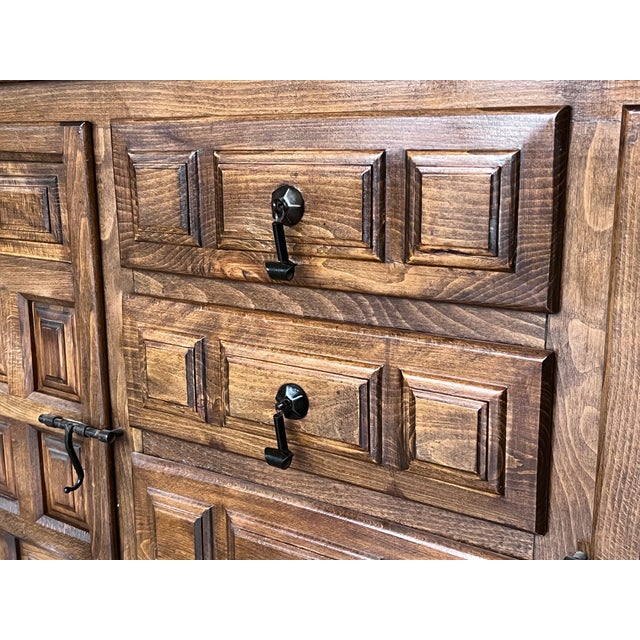 Spanish Buffet or Cabinet With Two Doors and Central Drawers With Iron Hardware For Sale - Image 9 of 11
