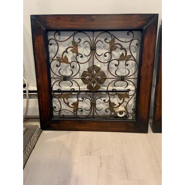 Set of 28-inch square Metal Wall Art. From a distance the frame gives off the look of wood but as you get close and feel,...