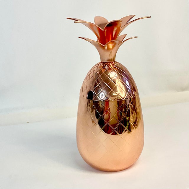 Vintage Coastal Hollywood Regency Copper Pineapple Lidded Condiment Dish. For Sale - Image 4 of 9