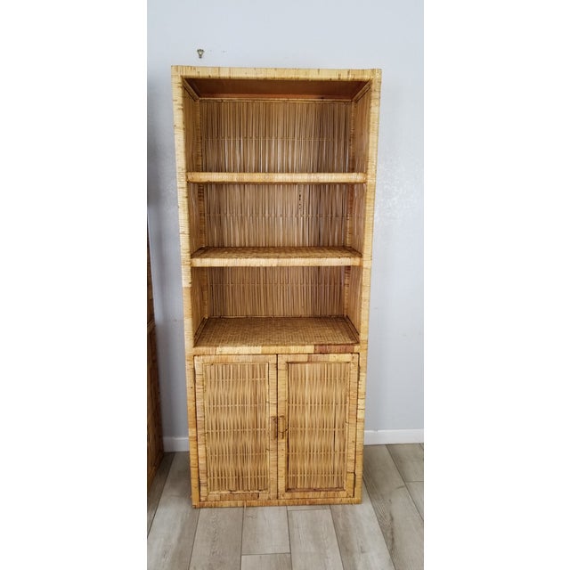 Bielecky Brothers Woven Rattan Book Shelf a Pair Chairish
