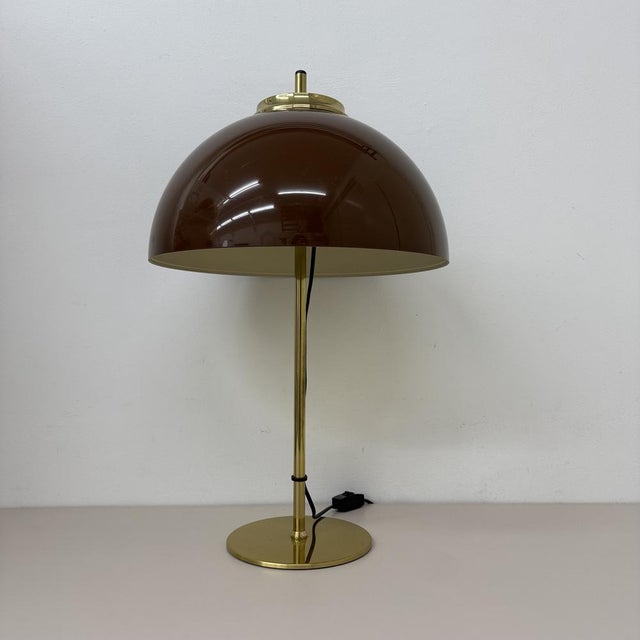 Vintage Mushroom Table Lamp with Gold Metal Base, 1970s For Sale - Image 11 of 18