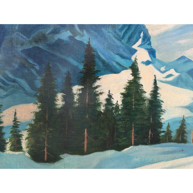 Blue Adalbert Von Wex, Skiers in Garmisch, Early 20th Century, Oil on Canvas For Sale - Image 8 of 14