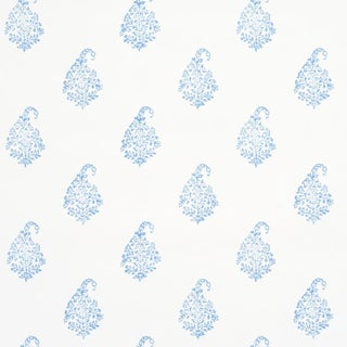 Schumacher Kerala Paisley II Wallpaper In Blue For Sale