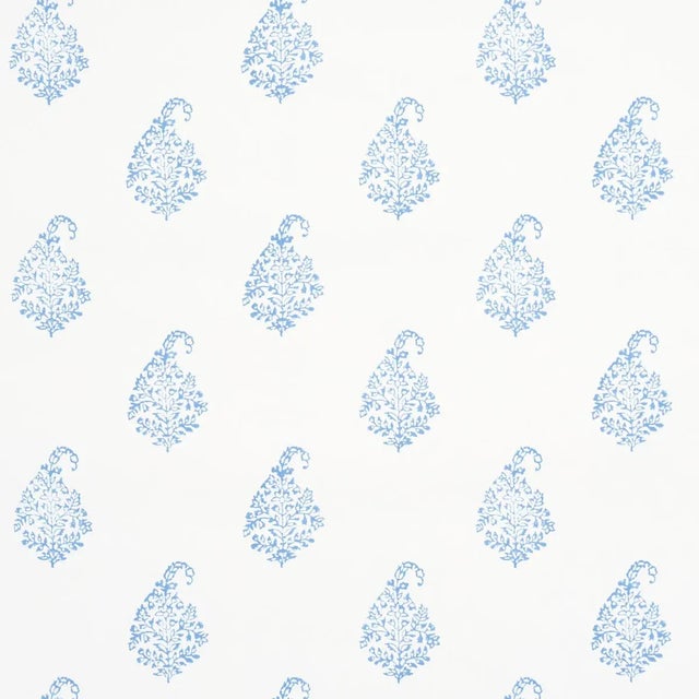 Schumacher Kerala Paisley II Wallpaper In Blue For Sale