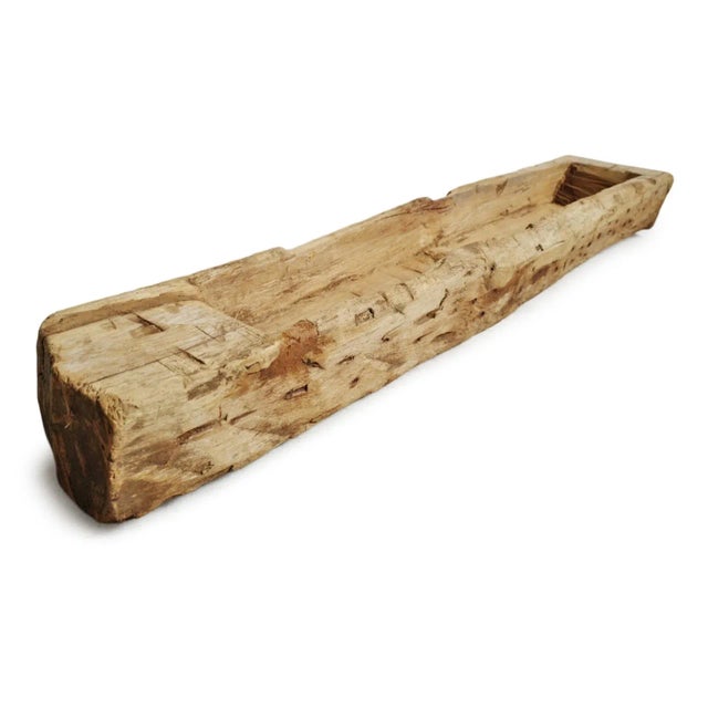 Old rustic antique India narrow wood trough. Inside depth is 2.5". Raw wood will continue to age and weather if left...