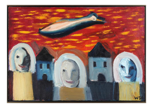 William Skotte Olsen, Composition, Oil on Canvas, Framed