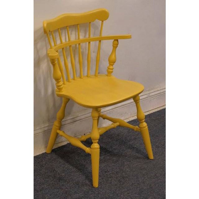 American Ethan Allen Decorated Heirloom Maple Comb Back Accent Vanity Chair 14-6040 - 411 Daffodil Yellow For Sale - Image 3 of 9