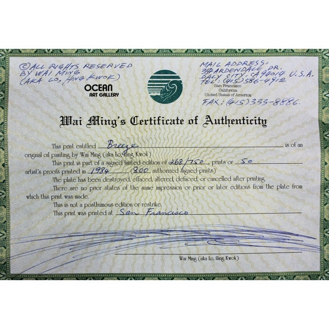 1990s Wai Ming Breeze 30" Signed & Numbered Lithograph Print For Sale - Image 9 of 15