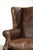 Large English Dark Cognac-colored Cowhide Leather Wing Armchairs, Set of 2 For Sale - Image 11 of 14