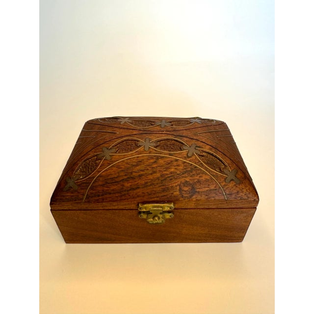 English English Traditional Mixed Metal Inlay & Solid Wood Decorative Box For Sale - Image 3 of 12