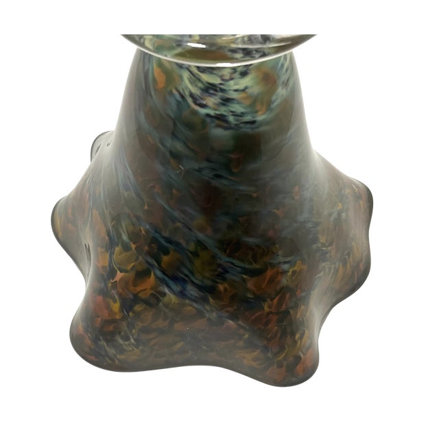 Gold Ruffled Multi-Colored Handkerchief Vase on Pedestal Base For Sale - Image 8 of 10