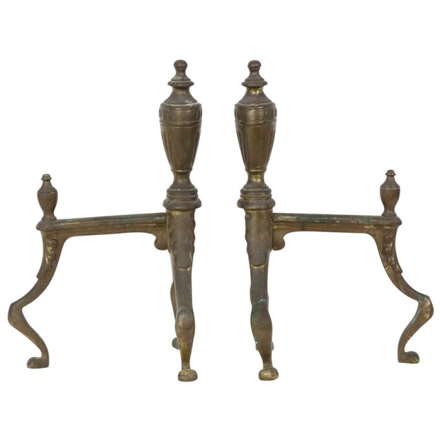 Antique British Victorian Brass Fire Dogs, 1880, Set of 2 For Sale - Image 15 of 18