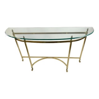 1980s Vintage Neoclassical Maison Jansen Style Brass Wing-Footed Console Table. For Sale