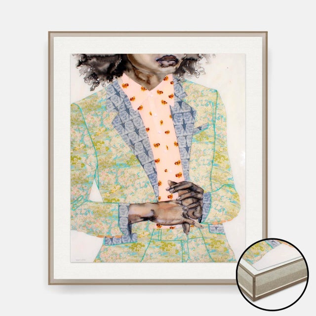 Contemporary Tigress by Lisa Krannichfeld, Art Print in Grey Acrylic Frame, Small For Sale - Image 3 of 3