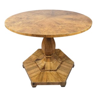 Biedermeier Pedestal Table with Folding Top in Burr Walnut, 19th Century For Sale