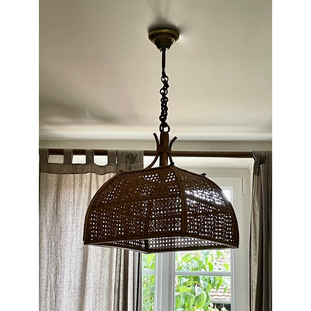 Rattan Cane Pendant Light, 1970s For Sale - Image 3 of 9