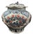 Late 20th Century Chinese Art Blue and White Underglazed Copper Red Covered Jar With Raised Floral Design For Sale