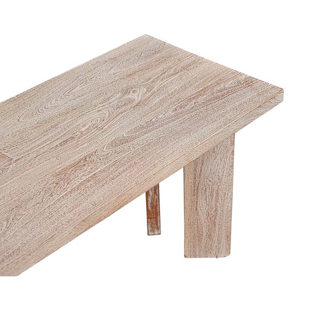 Mid-Century Modern 1980s Farmhouse Distressed White Mango Wood Entryway Bench For Sale - Image 3 of 3