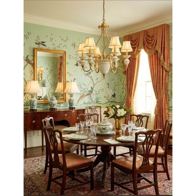 Vintage Lenox Porcelain Brass Large 6 Light Traditional Chandelier For Sale - Image 13 of 14