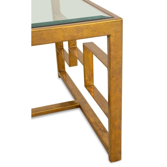 Century Furniture Century Furniture Glass Top Brass Cocktail Table For Sale - Image 4 of 4