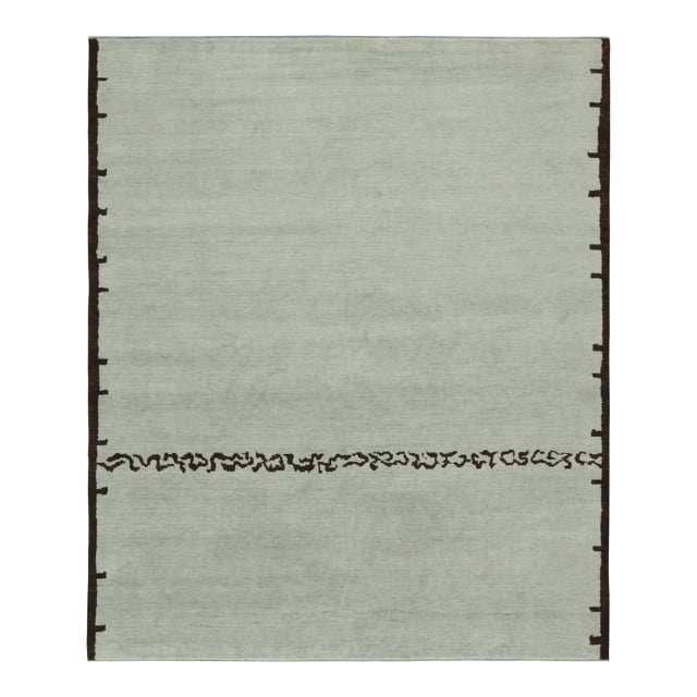 Rug & Kilim’s Modern Rug in Blue With Brown Geometric Patterns For Sale