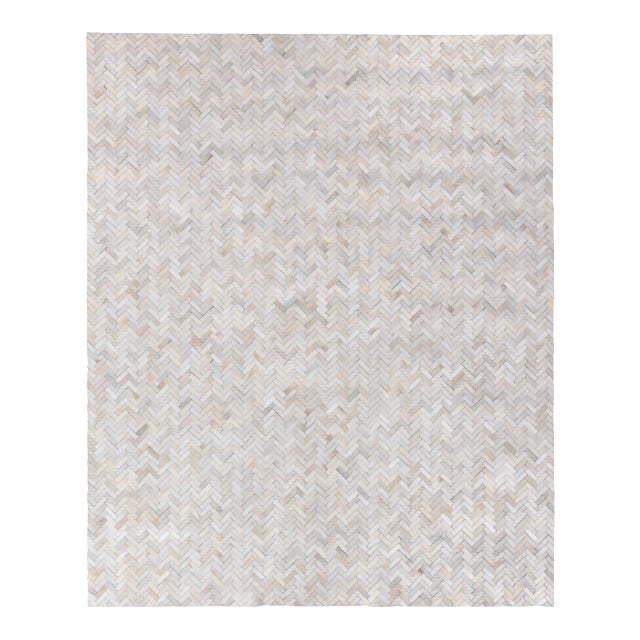 Exquisite Rugs Willoughby Patchwork Leather Ivory - 9'6"x13'6" For Sale