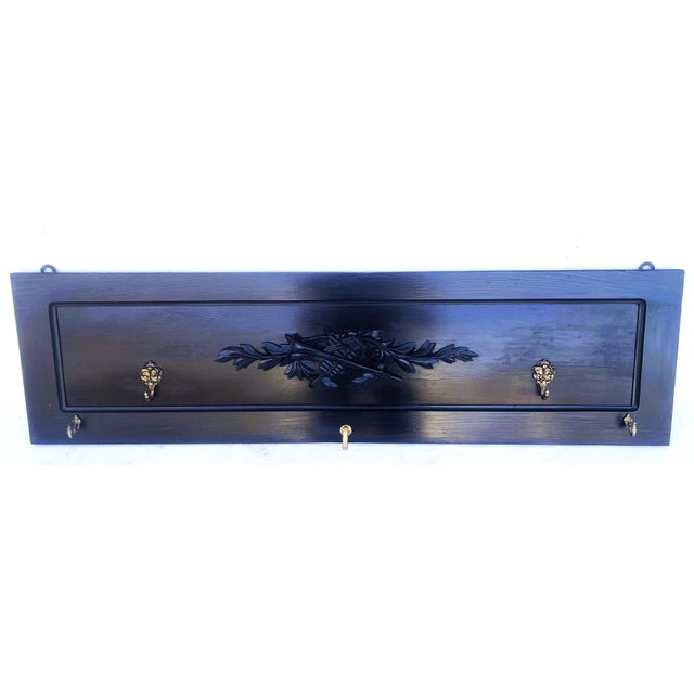 Wood Antique Black Wall Coat Rack, 1890s For Sale - Image 7 of 18