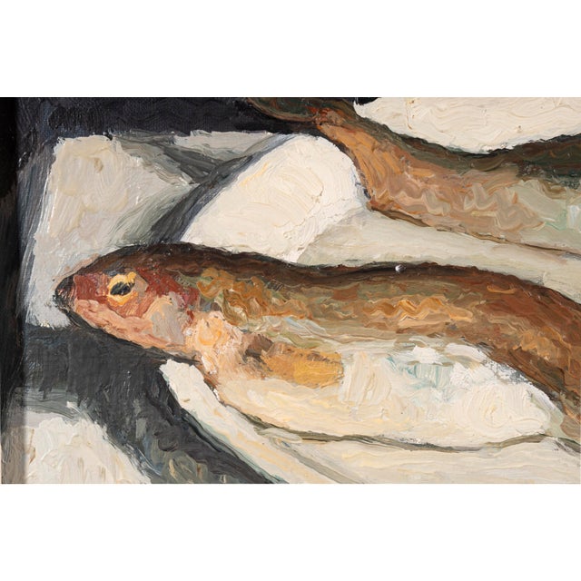 Edouard Arthur, Freshwater Fish on a White Plate, Oil on Canvas For Sale - Image 4 of 11