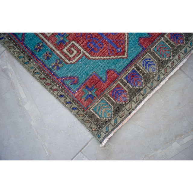 Vintage Turkish Rug Hand Knotted Small Rug Bath Mat Entryway Decor Kitchen Rug - 1'7" X 3'7" For Sale - Image 9 of 10